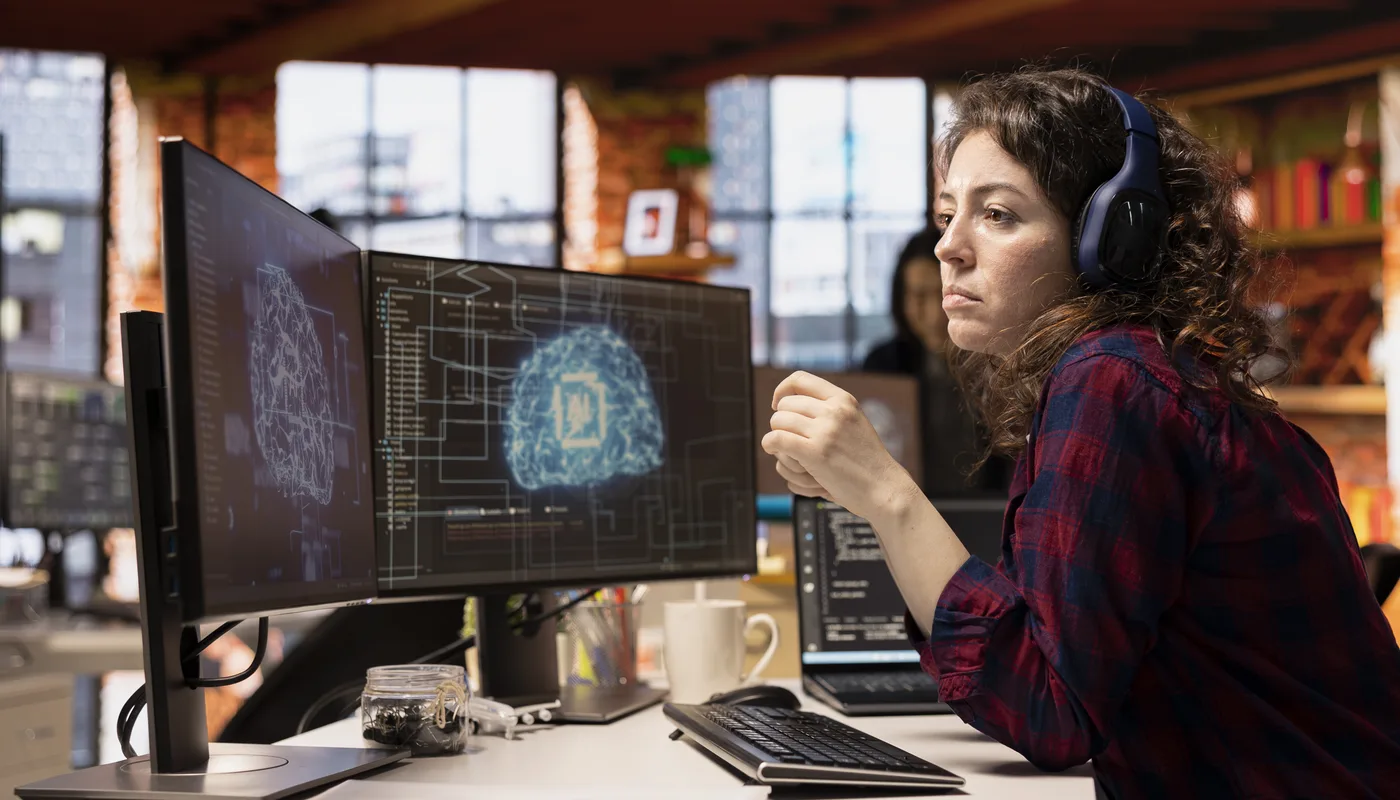 Software engineer coding and developing modern applications